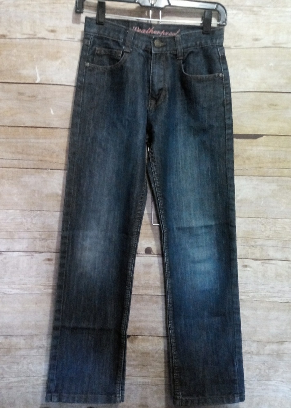 Weatherproof vintage blue washed front jea…